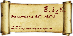 Benyovszky Árpád névjegykártya