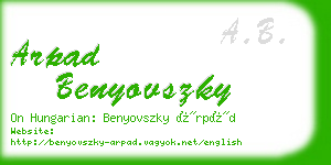 arpad benyovszky business card